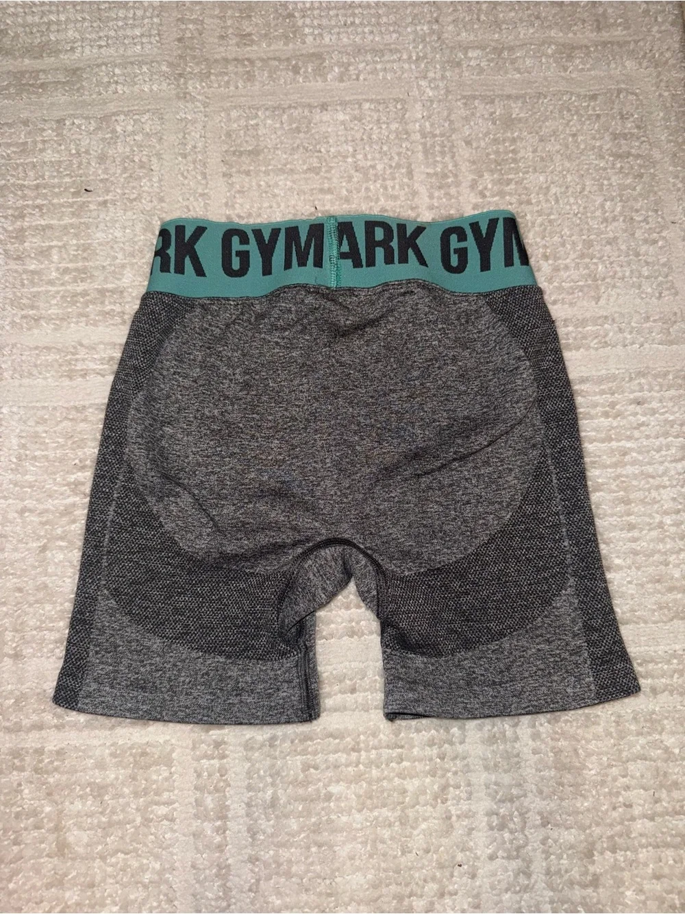 Gymshark Men's Gray Shorts with Teal Branded Waistband